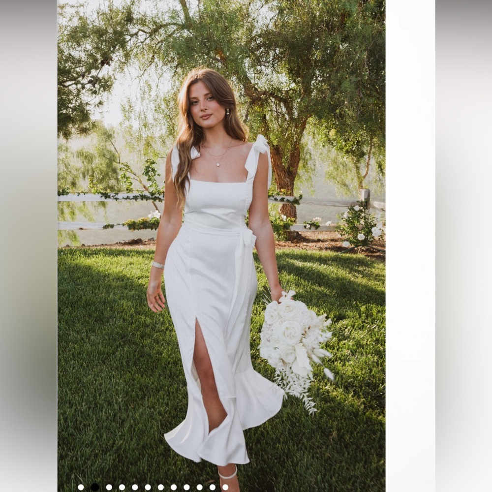 Show Me Your Mumu Garden white bridal shower midi dress
